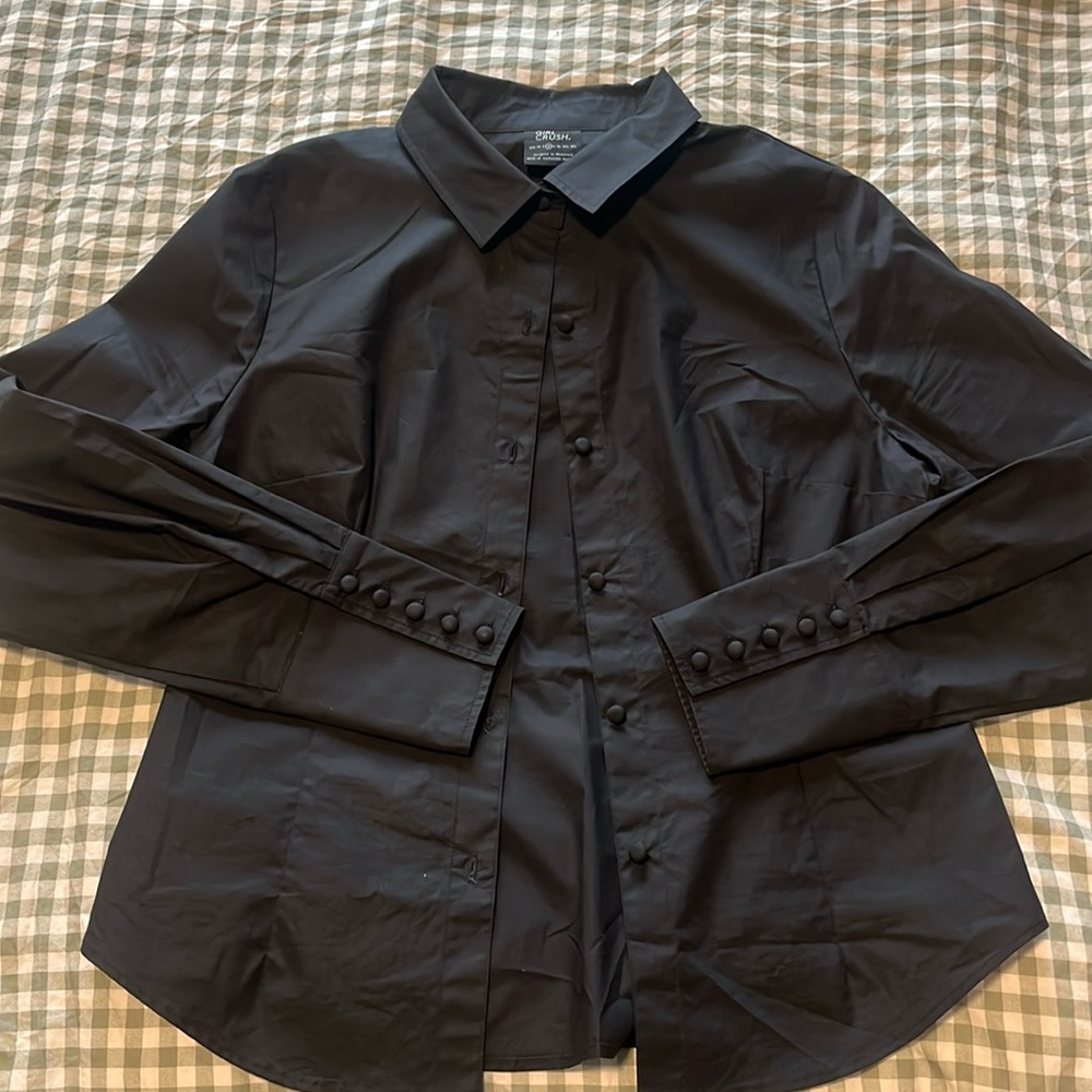 Black Button-Up Women's Top